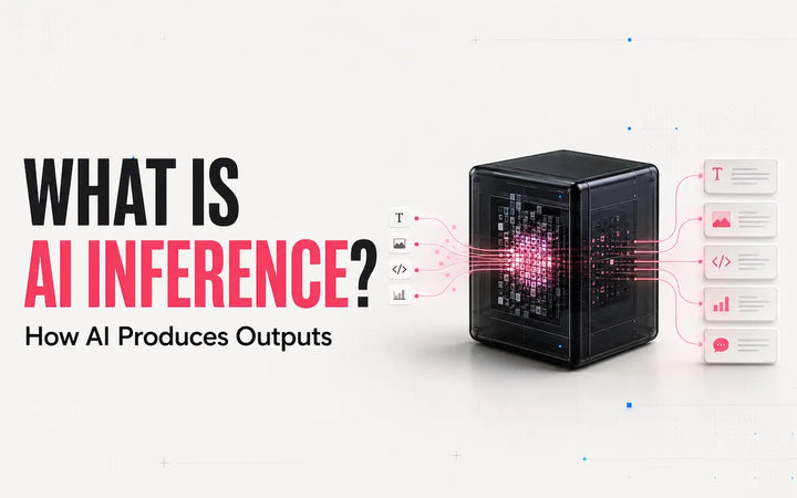 AI inference process transforming input data into an AI-generated output.