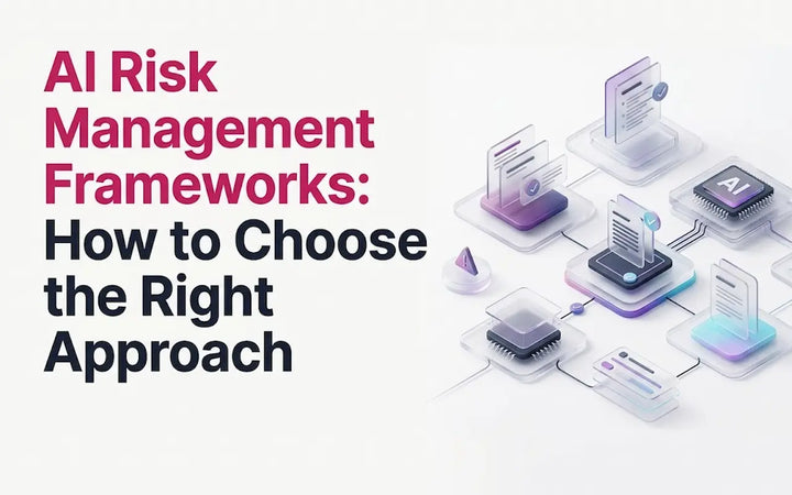 AI risk management frameworks showing NIST AI RMF and ISO 42001 integration for AI governance and risk management