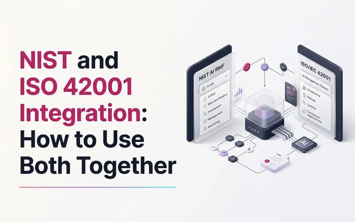 NIST and ISO 42001 integration showing AI risk management and AI governance alignment between NIST AI RMF and ISO/IEC 42001